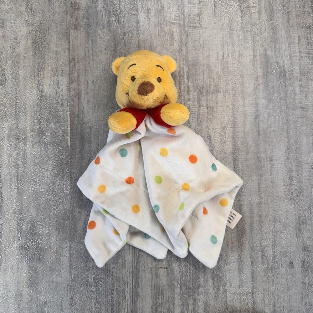 DISNEY BABY Polka Dot Lovey Security Blanket Winnie the Pooh Plush Stuffed Toy